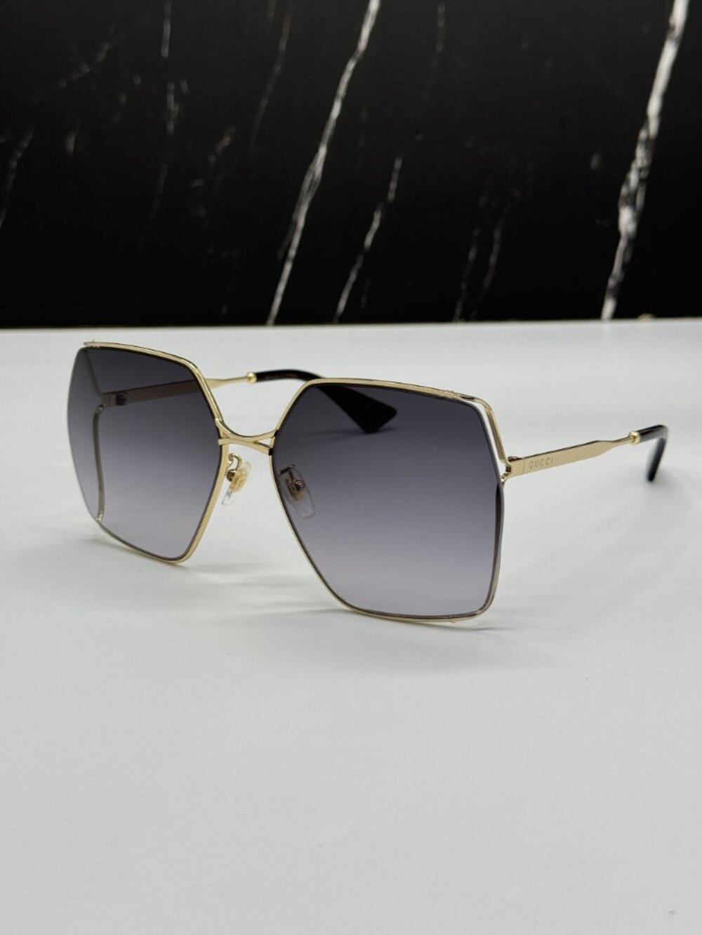 NEW GUCCI GG0817S 001 SUNGLASSES GOLD/GRAY WOMEN EYEWEAR - Picture 5 of 11